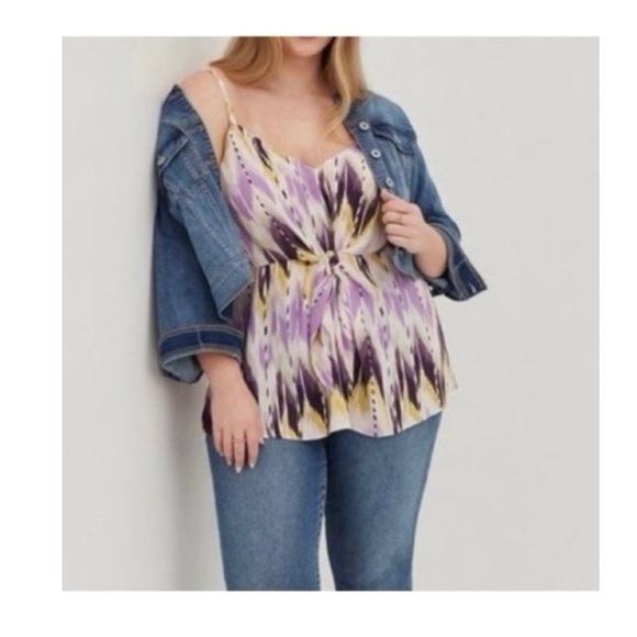 torrid Tops - Torrid Georgette Peplum Tie Front‎ Cami Tank Top